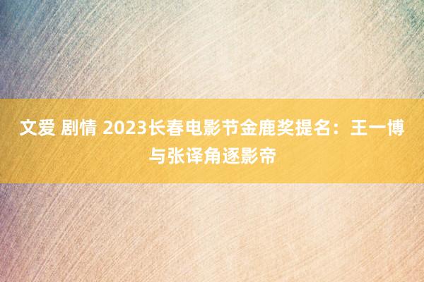 文爱 剧情 2023长春电影节金鹿奖提名：王一博与张译角逐影帝