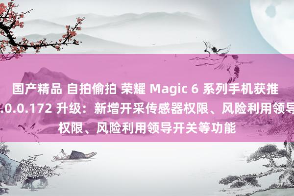 国产精品 自拍偷拍 荣耀 Magic 6 系列手机获推 MagicOS 8.0.0.172 升级：新增开采传感器权限、风险利用领导开关等功能